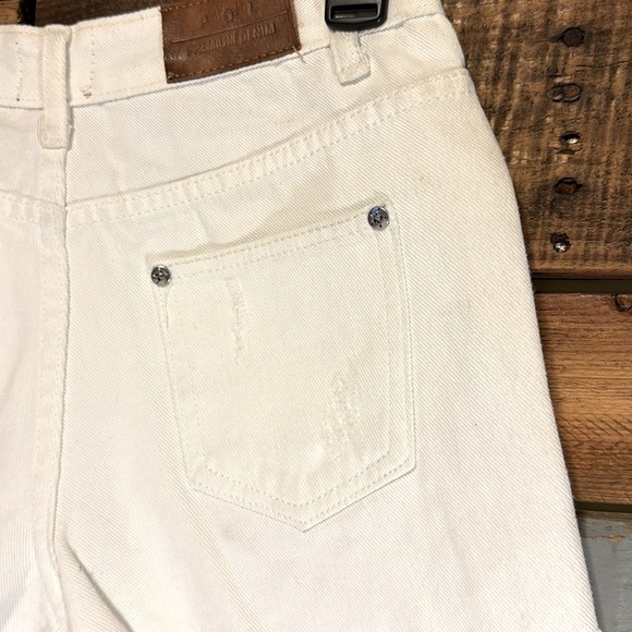 NWOT POL Distressed Denim High Rise-Short w/stripe detail - Picture 3 of 5